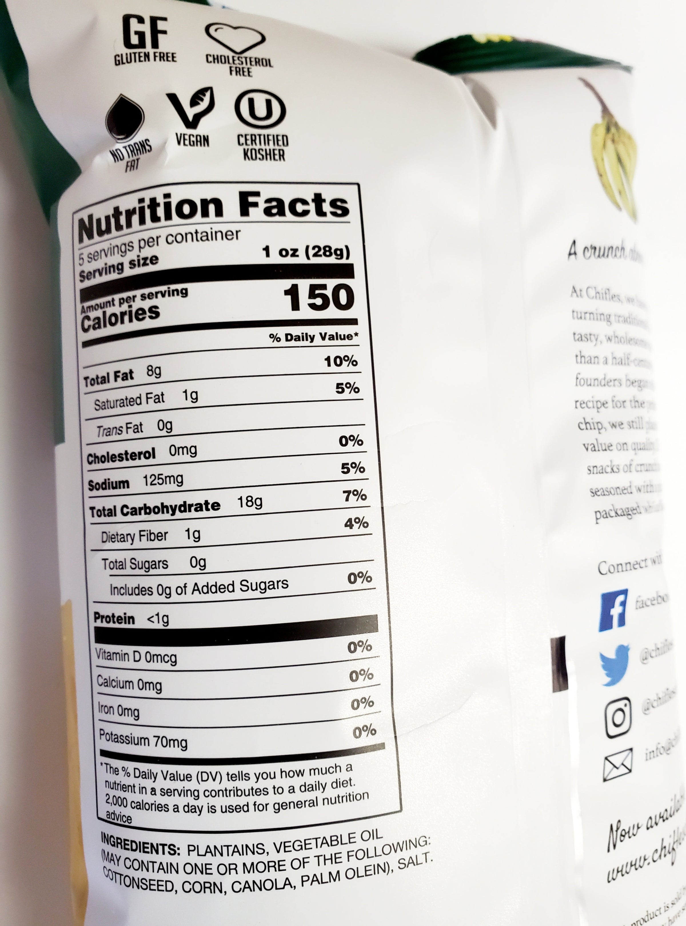 Plantain Chips Nutrition Label